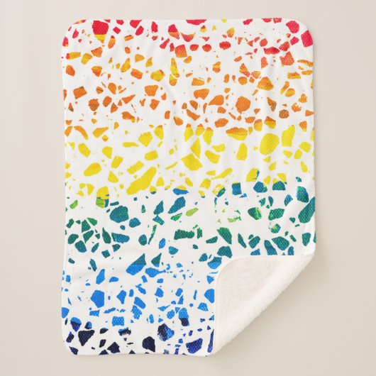 Abstraktes Terrazzo-Mosaik-Rainbow-Muster Sherpadecke (Vorderseite)