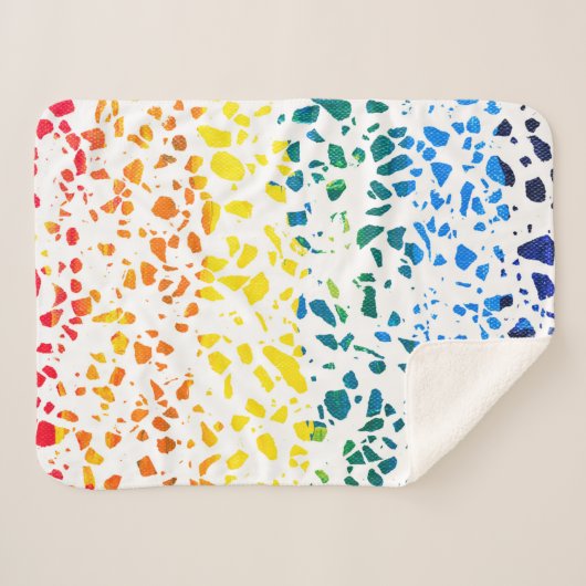 Abstraktes Terrazzo-Mosaik-Rainbow-Muster Sherpadecke (Vorderseite (Horizontal))