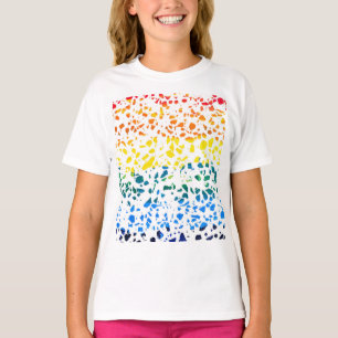 Abstraktes Terrazzo-Mosaik-Rainbow-Muster T-Shirt