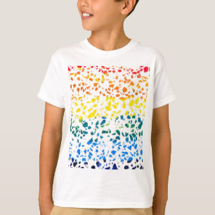 Abstraktes Terrazzo-Mosaik-Rainbow-Muster T-Shirt