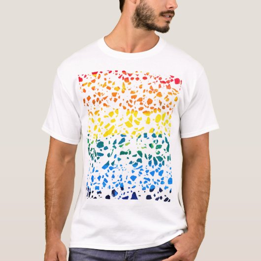 Abstraktes Terrazzo-Mosaik-Rainbow-Muster T-Shirt (Vorderseite)