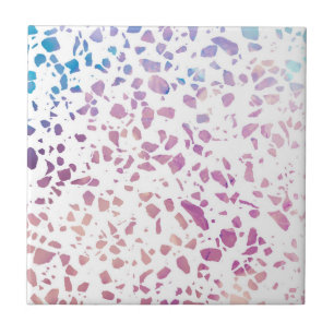 Abstraktes Terrazzo-Mosaik Rosa & Blau Muster     Fliese