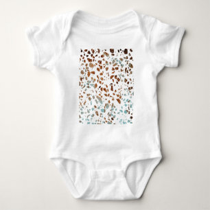 Abstraktes Terrazzo-Mosaik Rostbraun & Blau Muster Baby Strampler