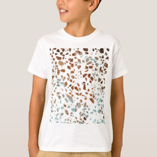 Abstraktes Terrazzo-Mosaik Rostbraun- und Blaumust T-Shirt