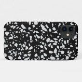 Abstraktes Terrazzo Mosaik Schwarz-Weiß-Muster Case-Mate iPhone Hülle (Rückseite (Horizontal))