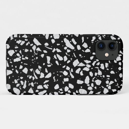 Abstraktes Terrazzo Mosaik Schwarz-Weiß-Muster Case-Mate iPhone Hülle (Rückseite (Horizontal))