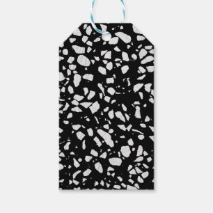 Abstraktes Terrazzo Mosaik Schwarz-Weiß-Muster Geschenkanhänger
