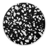 Abstraktes Terrazzo Mosaik Schwarz-Weiß-Muster Keramikknauf (Vorderseite)