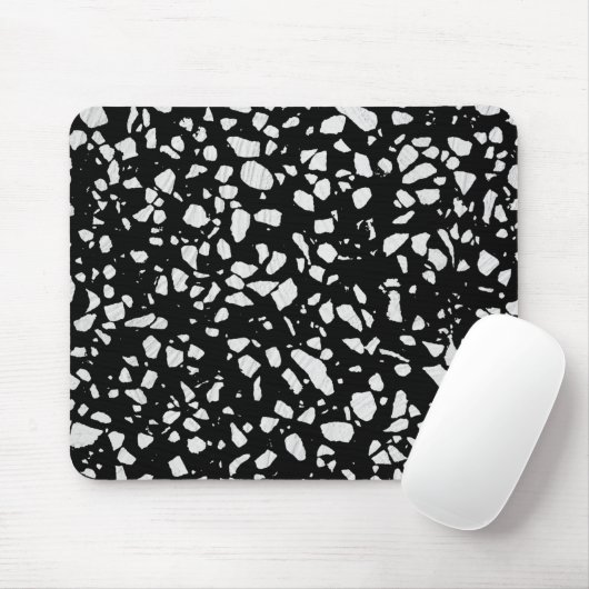 Abstraktes Terrazzo Mosaik Schwarz-Weiß-Muster Mousepad (Mit Mouse)
