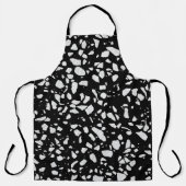 Abstraktes Terrazzo Mosaik Schwarz-Weiß-Muster Schürze (Vorderseite)