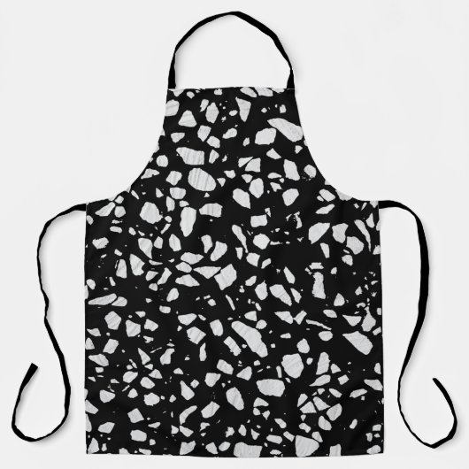 Abstraktes Terrazzo Mosaik Schwarz-Weiß-Muster Schürze (Vorderseite)