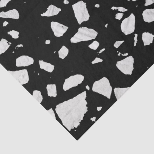 Abstraktes Terrazzo Mosaik Schwarz-Weiß-Muster  Seidenpapier (Ausschnitt)