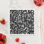 Abstraktes Terrazzo Mosaik Schwarz-Weiß-Muster Serviette (Beispiel)