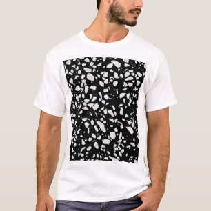 Abstraktes Terrazzo Mosaik Schwarz-Weiß-Muster T-Shirt