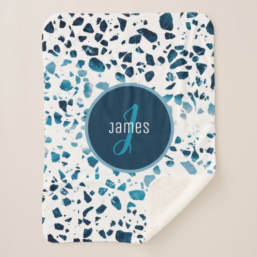 Abstraktes Terrazzo-Mosaikmuster Sherpadecke (Vorderseite)