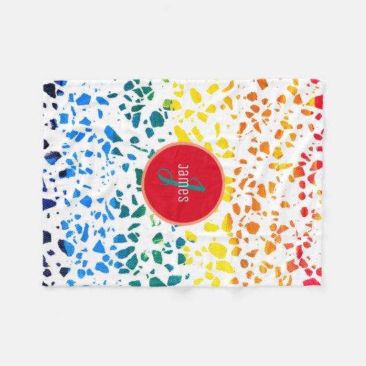 Abstraktes Terrazzo-Muster Fleecedecke (Vorderseite (Horizontal))