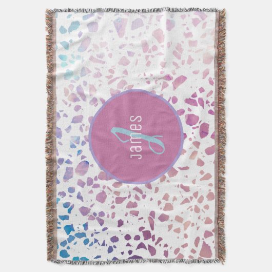 Abstraktes Terrazzo-Muster in Rosa und Blau Decke (Vorderseite Vertikal)