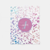 Abstraktes Terrazzo-Muster in Rosa und Blau Fleecedecke (Vorderseite)
