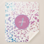 Abstraktes Terrazzo-Muster in Rosa und Blau Sherpadecke (Vorderseite)