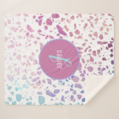Abstraktes Terrazzo-Muster in Rosa und Blau Sherpadecke (Vorderseite (Horizontal))