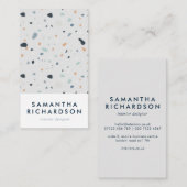 Abstraktes Terrazzo Muster Light Blue & Navy Visitenkarte (Vorne/Hinten)