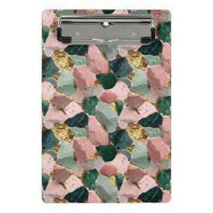 Abstraktes Terrazzo-Muster mit Goldakzenten Mini Klemmbrett