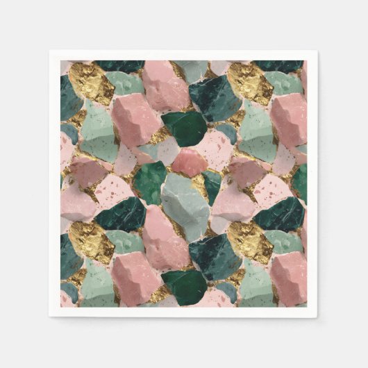 Abstraktes Terrazzo-Muster mit Goldakzenten Serviette (Vorderseite)