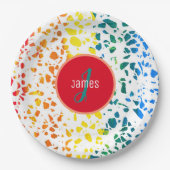 Abstraktes Terrazzo-Muster Pappteller (Vorderseite)