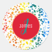 Abstraktes Terrazzo-Muster Runder Aufkleber (Vorderseite)