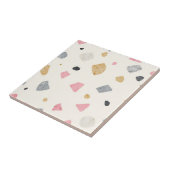 Abstraktes Terrazzo Rosa Grau Gold Muster Fliese (Seite)