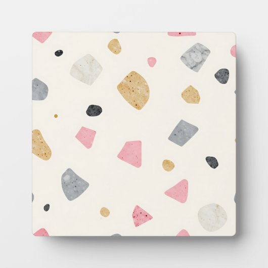 Abstraktes Terrazzo Rosa Grau Gold Muster Fotoplatte (Vorderseite)