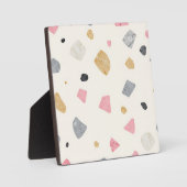 Abstraktes Terrazzo Rosa Grau Gold Muster Fotoplatte (Vorderseite)
