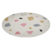 Abstraktes Terrazzo Rosa Grau Gold Muster Schneidebrett (Ecke)