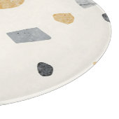 Abstraktes Terrazzo Rosa Grau Gold Muster Schneidebrett (Ecke)