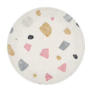 Abstraktes Terrazzo Rosa Grau Gold Muster Schneidebrett