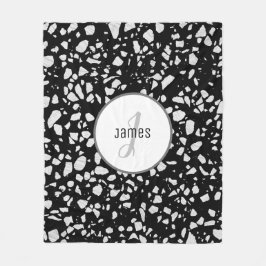 Abstraktes Terrazzo Schwarz/Weiß-Muster Fleecedecke