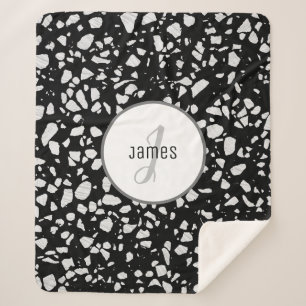 Abstraktes Terrazzo Schwarz/Weiß-Muster Sherpadecke