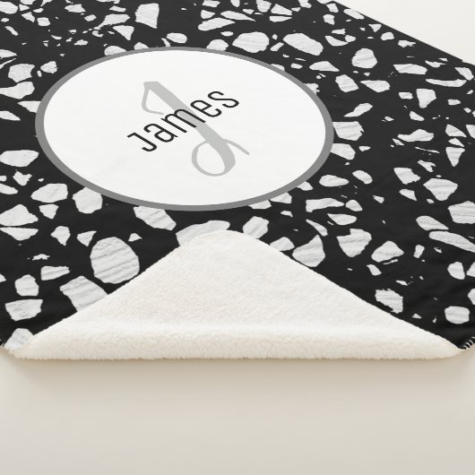 Abstraktes Terrazzo Schwarz/Weiß-Muster Sherpadecke (3/4)