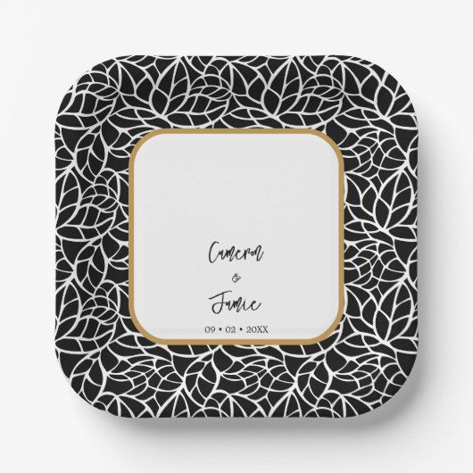 Abstraktes Thema botanische Hochzeit Pappteller (Vorderseite)