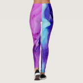 Abstraktes tiefblaues Violett mit Tintenkleckse Leggings (Rückseite)