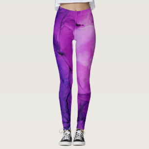 Abstraktes tiefblaues Violett mit Tintenkleckse Leggings
