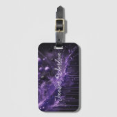 Abstraktes Tiefenviolet - kosmische Himmelsmusik Gepäckanhänger (Vorderseite Vertikal)