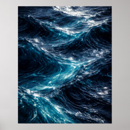 Abstraktes Tiefsee-Wasser-Ripple-Art-Poster Poster