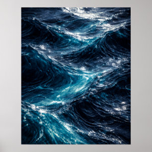 Abstraktes Tiefsee-Wasser-Ripple-Art-Poster Poster