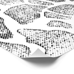 Abstraktes Tierkunst Schwarz Weiß Grafik Textur Poster