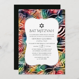 Abstraktes Tiermuster Bat Mitzvah Einladung