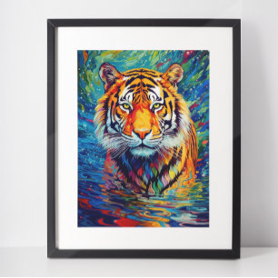 Abstraktes Tiger-Gemälde Poster