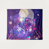 Abstraktes Tiger-Retro-kosmisches Design Wandteppich (Vorderseite (Horizontal))