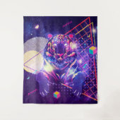 Abstraktes Tiger-Retro-kosmisches Design Wandteppich (Vorderseite)