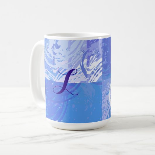 Abstraktes Tossed Türkis und Lila Kaffeetasse (Vorderseite Links)